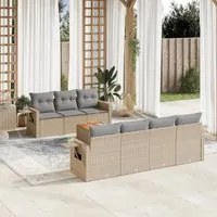 Set Divano da Giardino 8 pz con Cuscini Beige Misto Polyrattan 3256801