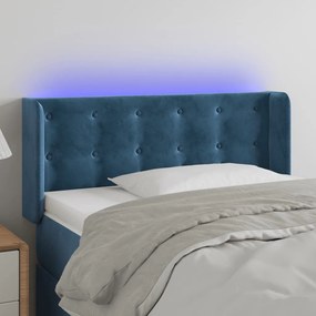 Testiera A Led Blu Scuro 93x16x78/88 Cm İn Velluto /