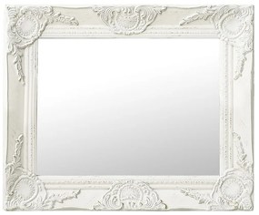 Specchio Da Parete Stile Barocco 50x40 Cm Bianco /