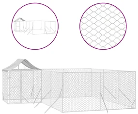 Cuccia cani da esterno tetto argento 6x6x2,5 m acciaio zincato