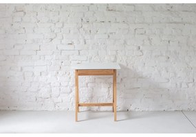 Scrivania bianca con base in frassino, lunghezza 65 cm Luka - Ragaba
