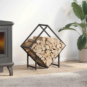 Rastrelliera Per Legna Da Ardere Nera 60x25x60 Cm /