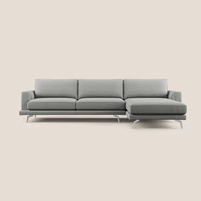 Dorian divano moderno angolare con penisola in tessuto morbido antimacchia T05 grigio 268 cm Destro