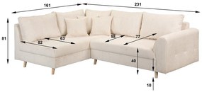 Divano angolare grigio (angolo sinistro) Ariella - Ropez