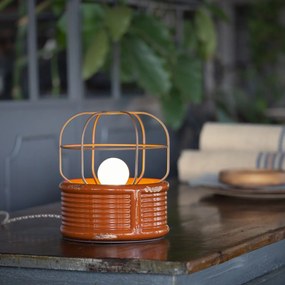 Lumetto Industrial Ferro E Ceramica Vintage Arancio 1 Luce E27