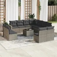 Set Divani da Giardino 12 pz con Cuscini Grigio in Polyrattan 3219130