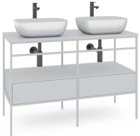Mobile sottolavabo e lavabo Outline per doppia vasca bianco L 120 x H 92 x P 45.5 cm 2 cassetti