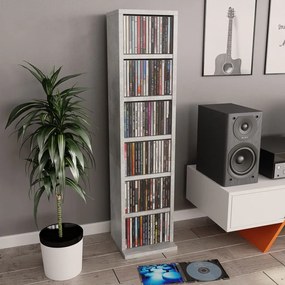 Mobile Porta Cd Grigio Cemento 21x20x88 Cm İn Legno Multistrato /