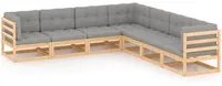 Set Divani da Giardino 7 pz con Cuscini Legno Massello di Pino cod mxl 44885