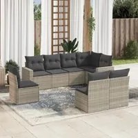 Set Divano da Giardino 8pz con Cuscini Grigio Chiaro Polyrattan 3251409