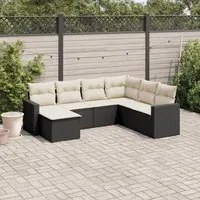 Set Divani da Giardino con Cuscini 7pz Nero Polyrattan 3219286