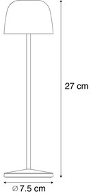 Lampada da tavolo marrone ruggine con LED ricaricabile con stazione di ricarica IP65 - Raika