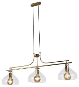 Lampadario Contemporaneo Margherita Acciaio Ottone Vetro 3 Luci E27