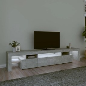 Mobile porta tv con luci led grigio cemento 215x36,5x40 cm