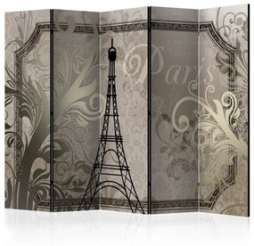 Paravento Parigi vintage - oro II (5-część) - Torre Eiffel e ornamenti