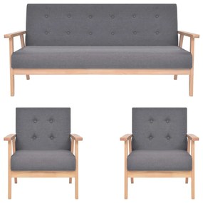 Set Di Divani 3 Pz İn Tessuto Grigio Scuro /