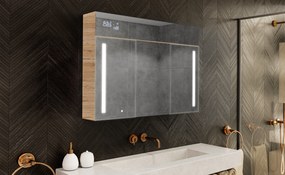 Mobile illuminato con specchio LED, modello Emily L02 - 100 x 72 cm, mobile da bagno dal design moderno con configurazione dell’interruttore dell’illuminazione, nel colore San Marino