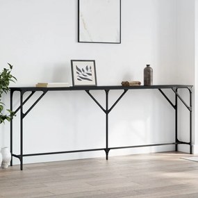 Tavolino Consolle Nero 200x29x75 Cm İn Legno Multistrato /