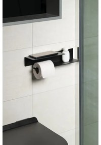 Sapho - Porta carta igienica con ripiano 9,5x35 cm nero opaco