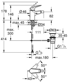 GROHE 24332001 - Miscelatore bidet SWIFT 146 mm, cromo lucido