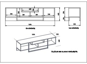 Tavolo TV bianco in rovere 149x40 cm Asal - Kalune Design