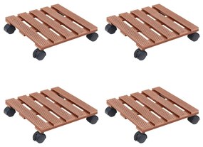 Carrelli Porta Piante 4 Pz Marroni 30x30x7,5 Cm Wpc /