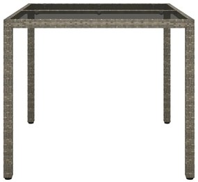 Tavolo giardino 90x90x75 cm vetro temperato e polyrattan grigio