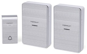 Campanello senza fili Aigostar da esterno a batteria 1 pulsante e 2 riceventi colore argento