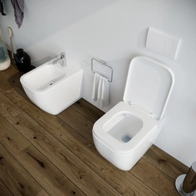 Bidet e Vaso WC Legend filo muro in ceramica completo di sedile softclose