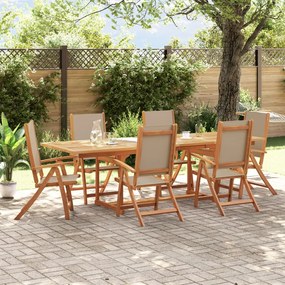 Set Pranzo Da Giardino 7pz Legno Massello Di Acacia E Textilene /