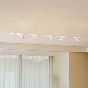 Lindby Sistema a binario 48V Lumaro, faretti, a 5 luci, bianco, Ø 4 cm, CCT