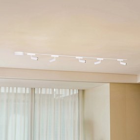 Sistema a binario 48V Lumaro, faretti, 5 luci, bianco, Ø 4 cm, CCT Lumaro Lindby, dimmerabile, Bianco / Opale, Soggiorno / Sala da pranzo, Alluminio, Moderno