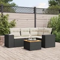 Set Divani da Giardino 5 pz con Cuscini in Polyrattan Nero 3225426