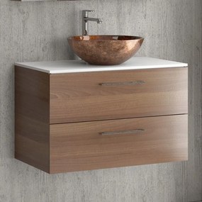 Kamalu - mobile bagno 80 cm con due cassetti e piano solid surface el-80ss