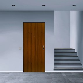 Porta blindata YALE Motorizzata L 80 x H 210 cm noce scuro apertura sinistra