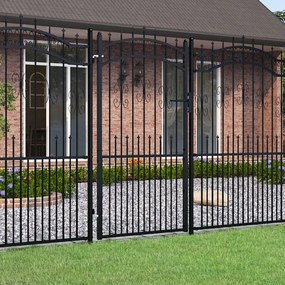 Recinzione Cancello Con Punta A Lancia Nera 103x225cm Acciaio /