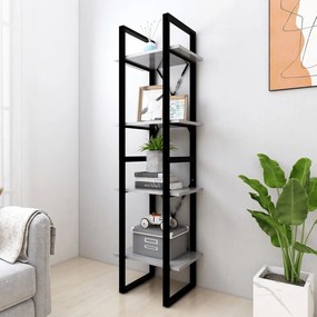 Libreria 4 Ripiani Grigio Cemento 40x30x140cm Legno Multistrato /