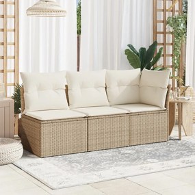 Divano giardino senza braccioli con cuscini beige in polyrattan