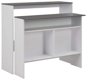 Tavolo Bar Con 2 Piani Dappoggio Bianco E Grigio 130x40x120cm /