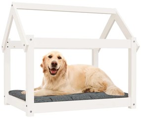 Cuccia per cani bianca 81x60x70 cm in legno massello di pino