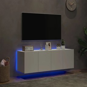 Mobili TV a Parete con Luci LED 2pz Bianchi 60x35x41 cm