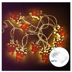 Aigostar - Catena luminosa LED natalizia 10xLED/3xAA 1,5m bianco caldo renna