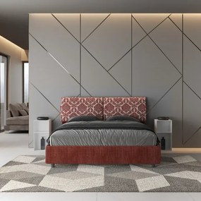 Letto matrimoniale contenitore imbottito 160x190 tessuto Agata 4 bordeaux Mados