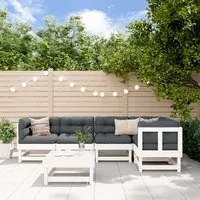 Set Divani da Giardino 6pz con Cuscini in Legno Massello Bianco 3185984