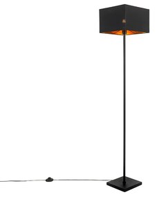 Lampada da terra moderna nera con quadrato oro - VT 1