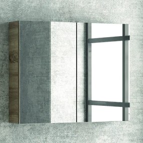 Kamalu - composizione bagno sospesa 80cm mobile specchio contenitore e 2 pensili
