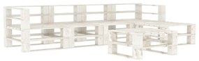 Set Salotto da Giardino 6 pz Pallet in Legno Bianco