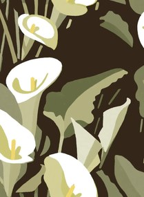 Florale Tapete Arum von Elitis - Braun/ Grün