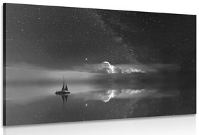 Stampa su tela – Barca sul mare in bianco e nero