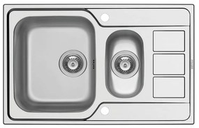 Lavello integrato 1.5 vasche in inox argento DELINIA Athena L 50 x L 79 cm